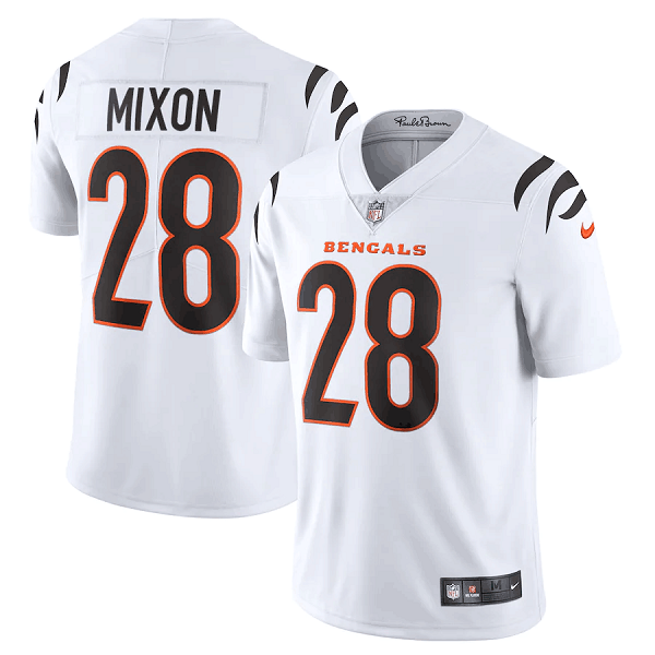 Men's Cincinnati Bengals #28 Joe Mixon 2021 White NFL Vapor Untouchable Limited Stitched Jersey Men's Cincinnati Bengals #28 Joe Mixon 2021 White NFL Vapor Untouchable Limited Stitched Jersey
